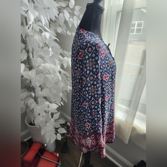 Beach Lunch Lounge Women's Patterned Top Blue and Red Tunic Womens Size Medium - Picture 4 of 6